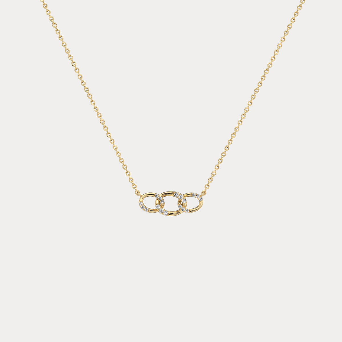 14K Solid Gold Unite Pendant Necklace With Lab Diamond - Necklaces