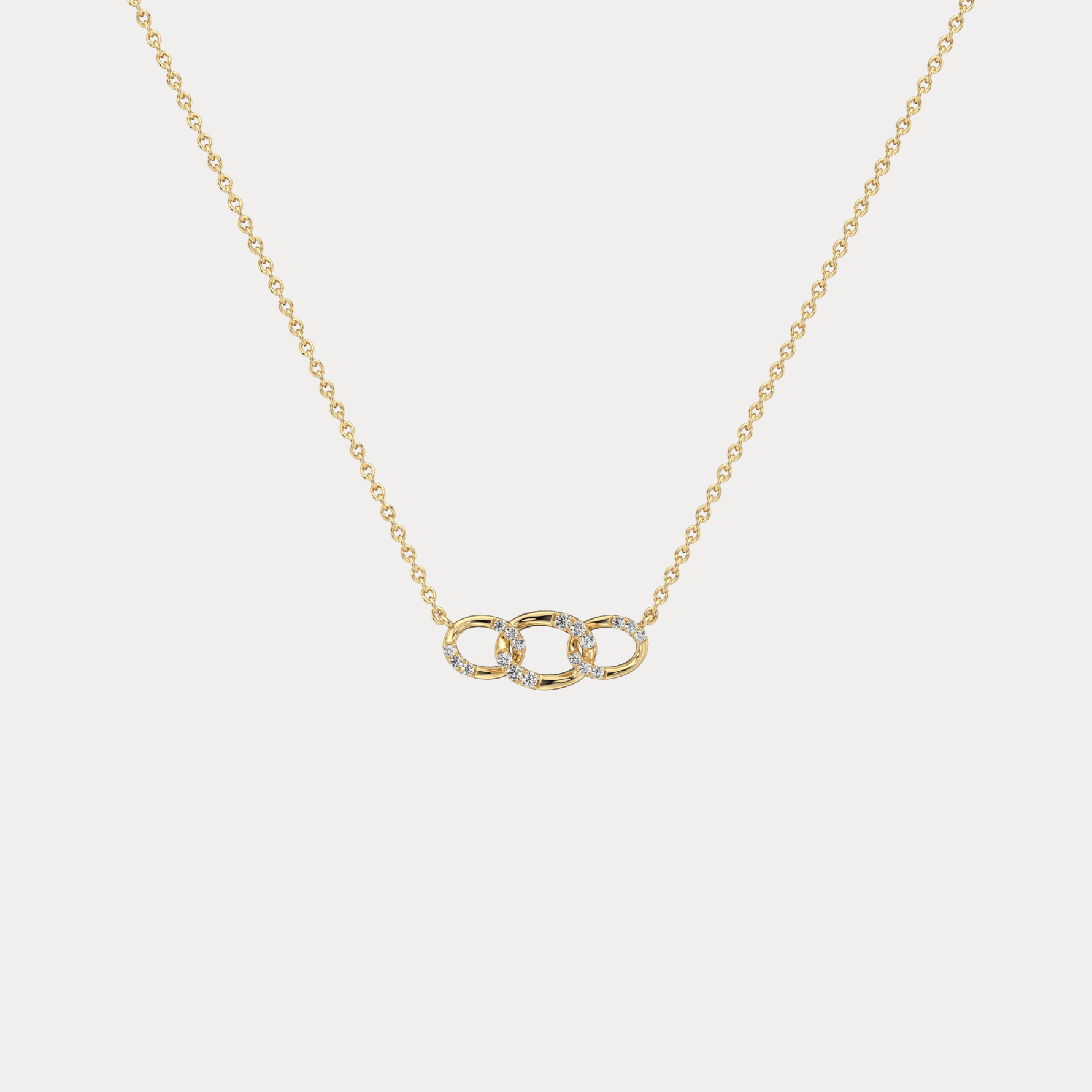 14K Solid Gold Unite Pendant Necklace With Lab Diamond - Necklaces