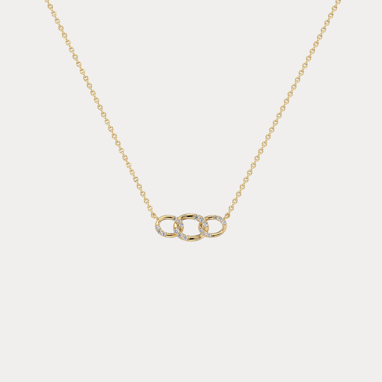 14K Solid Gold Unite Pendant Necklace With Lab Diamond - Necklaces