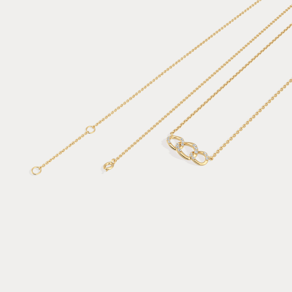 14K Solid Gold Unite Pendant Necklace With Lab Diamond - Necklaces