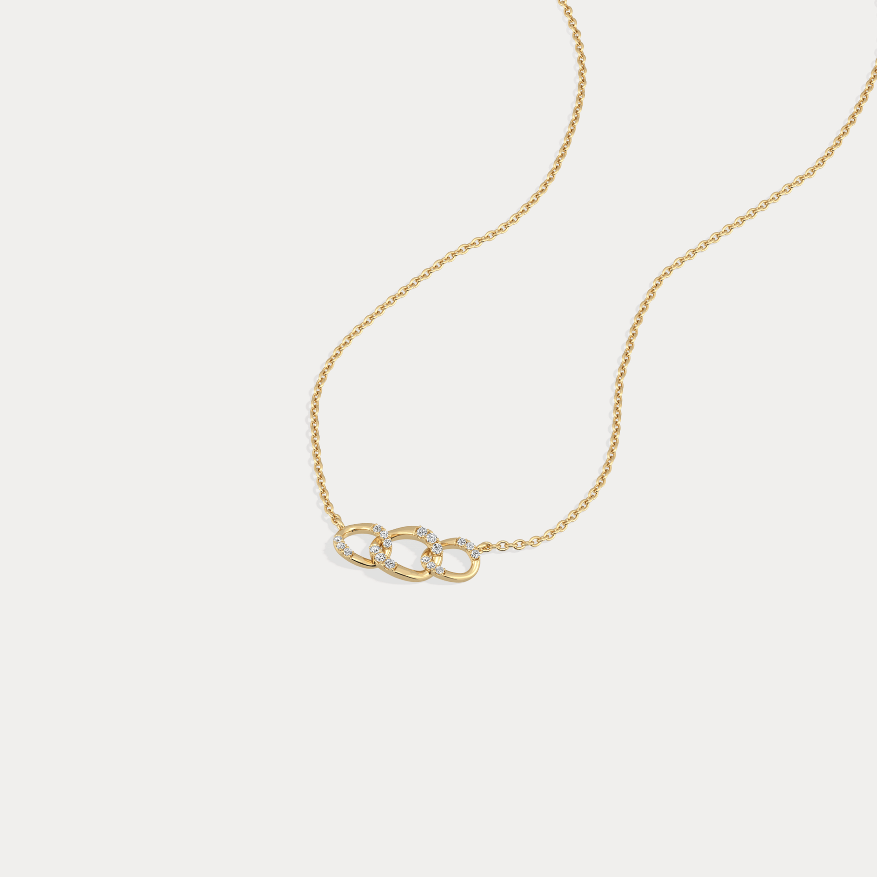 14K Solid Gold Unite Pendant Necklace With Lab Diamond - Necklaces