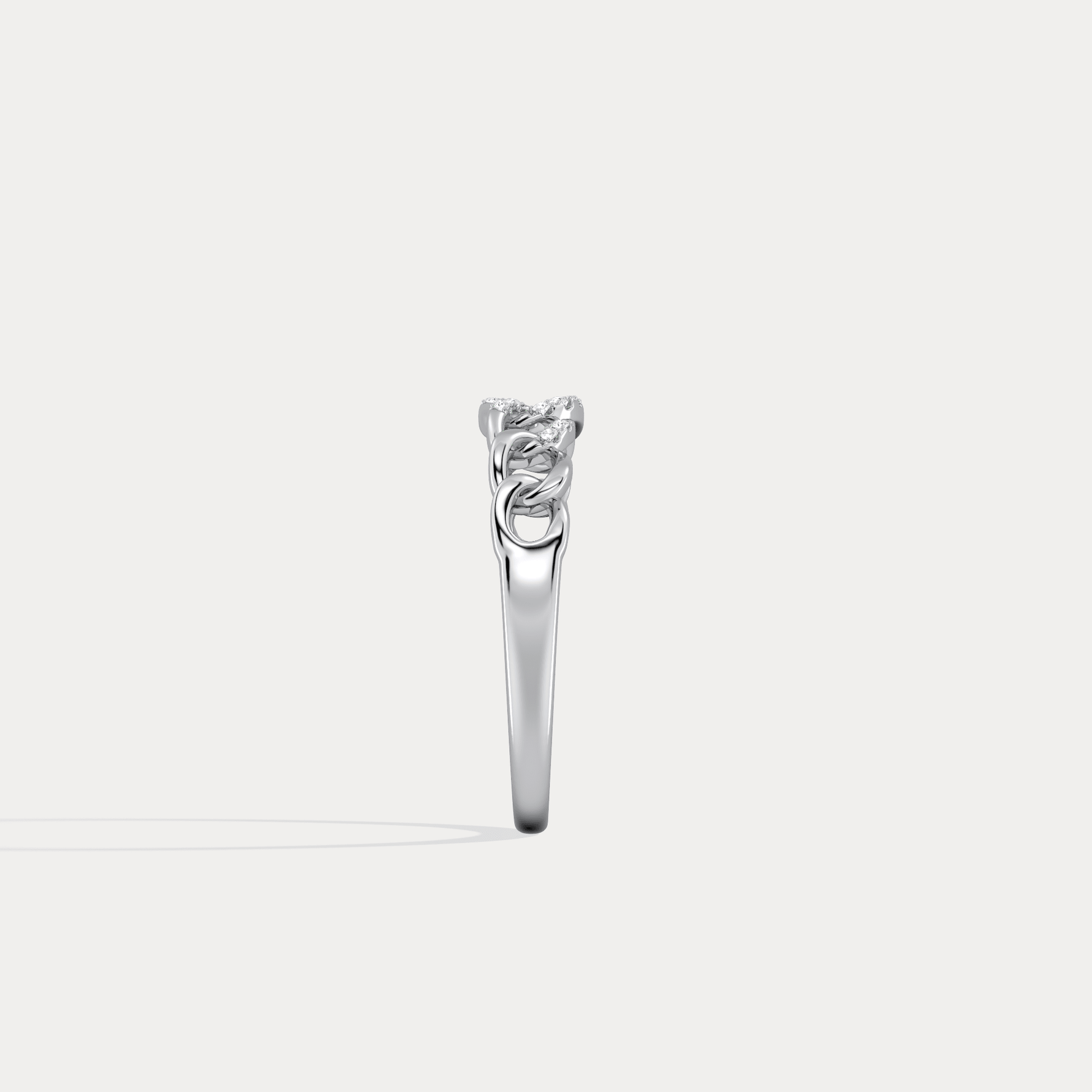 14K Gold Interlocking Chain Ring with Lab - Grown Diamond Accents - Rings