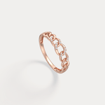 14K Gold Interlocking Chain Ring with Lab - Grown Diamond Accents - Rings