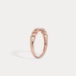 14K Gold Interlocking Chain Ring with Lab - Grown Diamond Accents - Rings