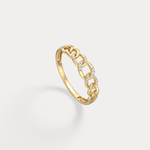 14K Gold Interlocking Chain Ring with Lab - Grown Diamond Accents - Rings