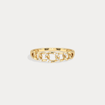 14K Gold Interlocking Chain Ring with Lab - Grown Diamond Accents - Rings