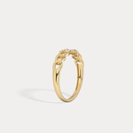 14K Gold Interlocking Chain Ring with Lab - Grown Diamond Accents - Rings
