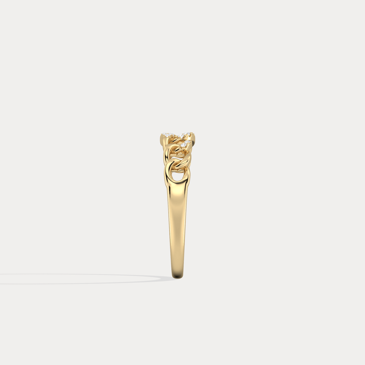 14K Gold Interlocking Chain Ring with Lab - Grown Diamond Accents - Rings