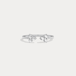 14K Solid Gold Cuff Open Promise Ring With Lab Diamond - Rings