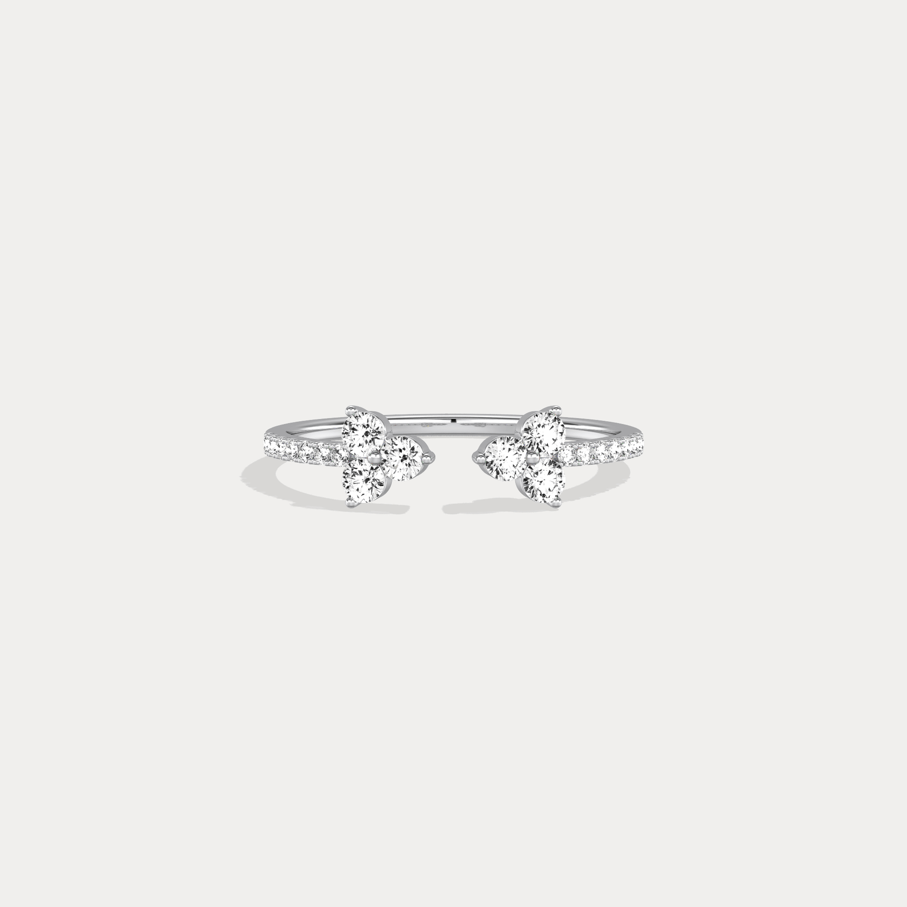 14K Solid Gold Cuff Open Promise Ring With Lab Diamond - Rings