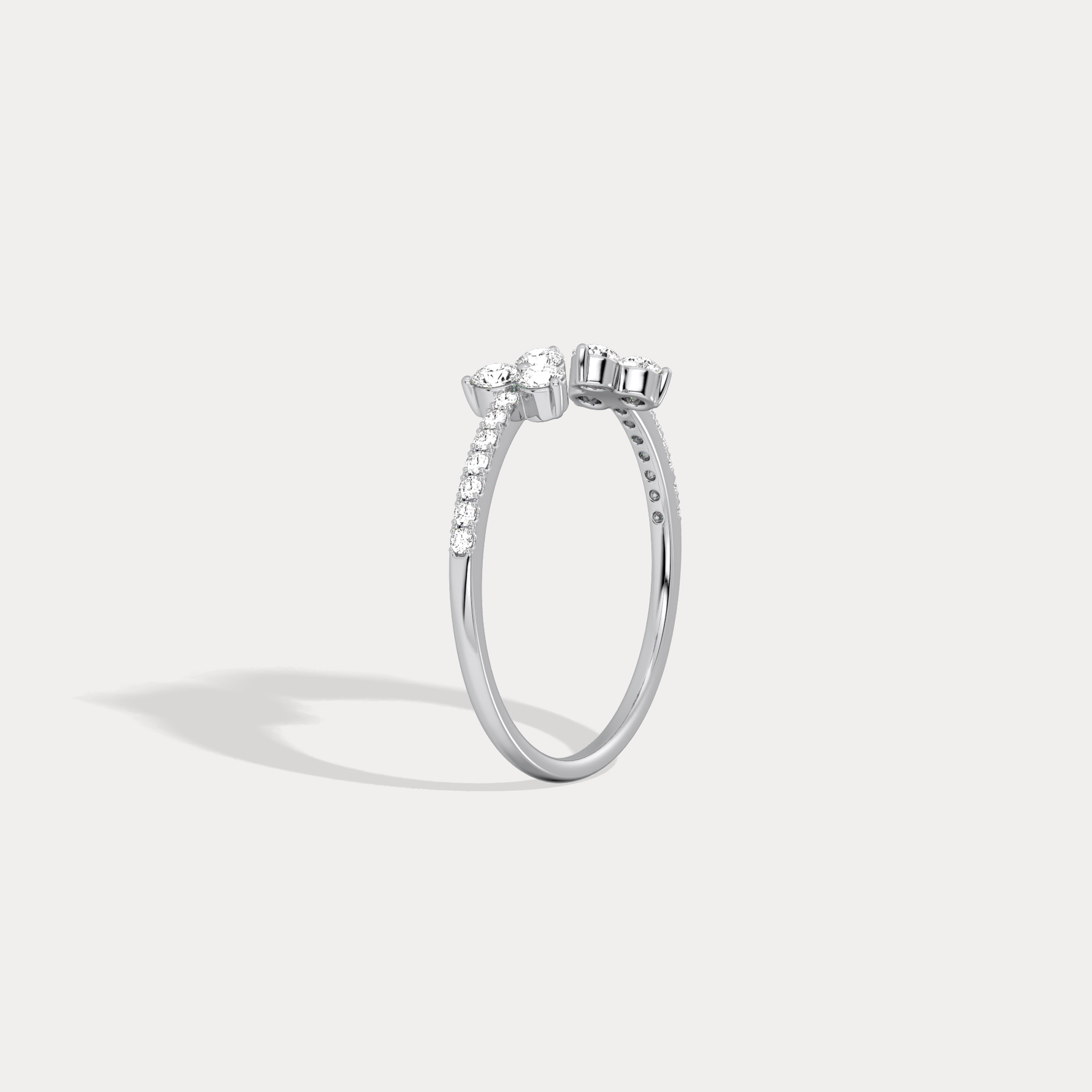 14K Solid Gold Cuff Open Promise Ring With Lab Diamond - Rings