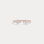14K Solid Gold Cuff Open Promise Ring With Lab Diamond - Rings