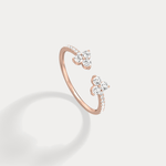 14K Solid Gold Cuff Open Promise Ring With Lab Diamond - Rings