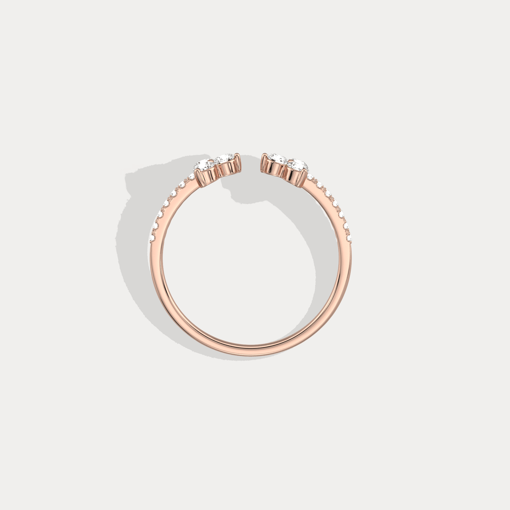 14K Solid Gold Cuff Open Promise Ring With Lab Diamond - Rings