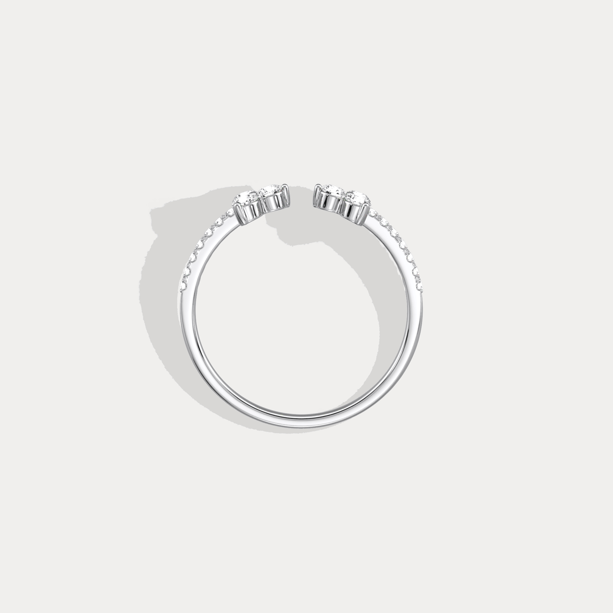 14K Solid Gold Cuff Open Promise Ring With Lab Diamond - Rings