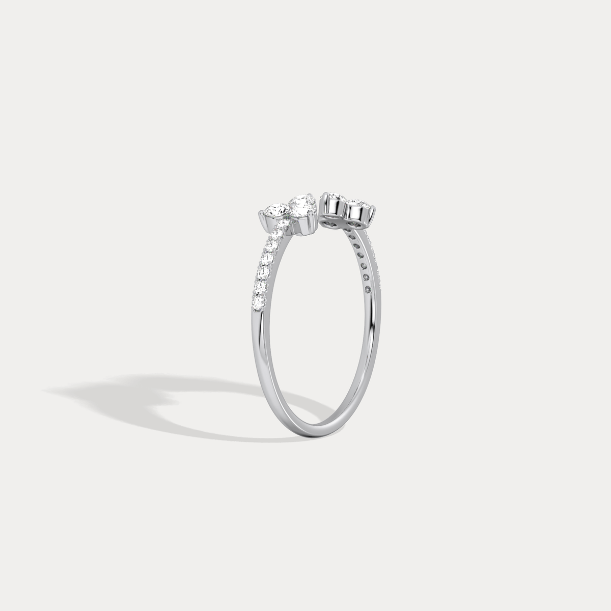 14K Solid Gold Cuff Open Promise Ring With Lab Diamond - Rings