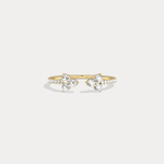 14K Solid Gold Cuff Open Promise Ring With Lab Diamond - Rings