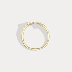 14K Solid Gold Cuff Open Promise Ring With Lab Diamond - Rings