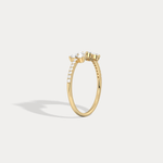 14K Solid Gold Cuff Open Promise Ring With Lab Diamond - Rings