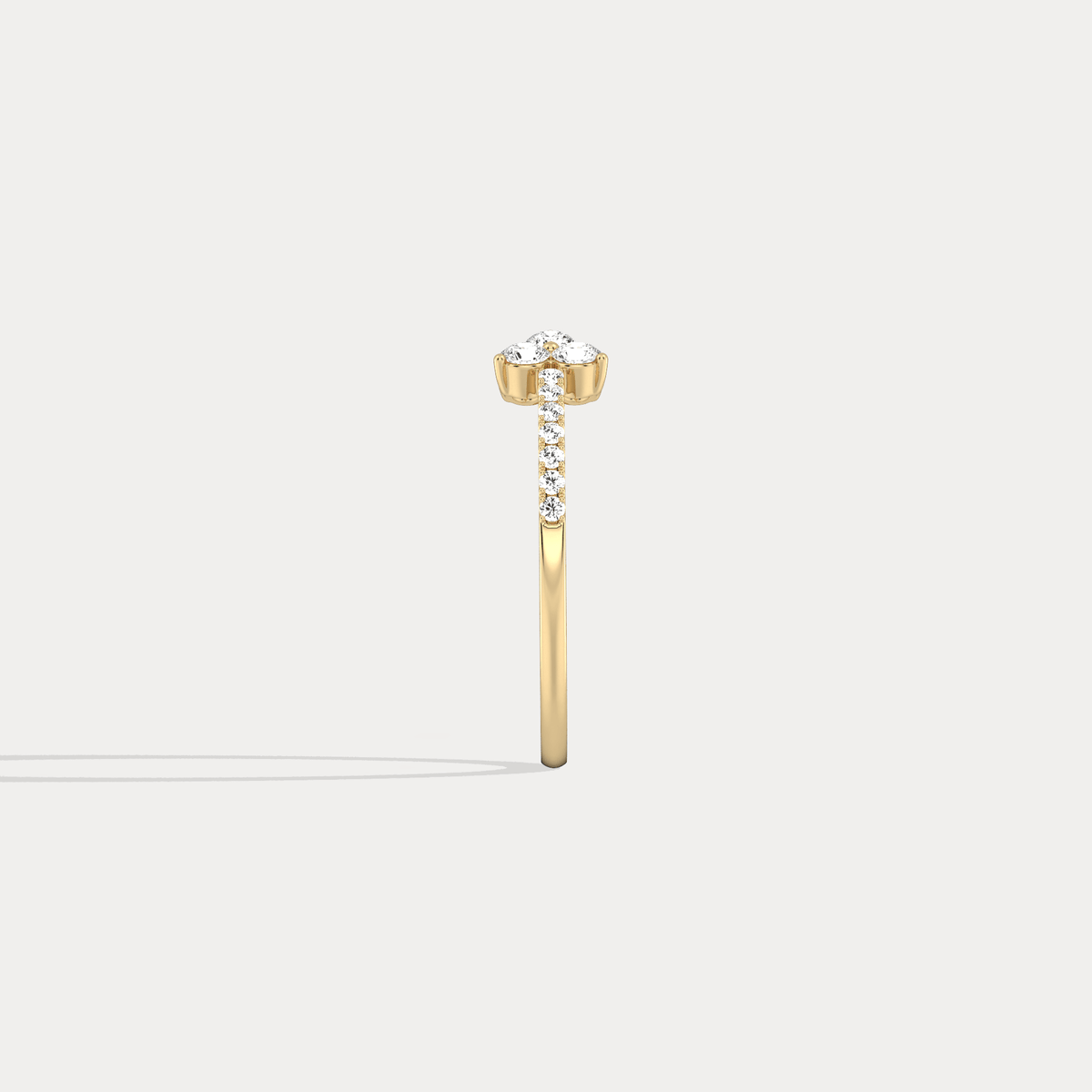 14K Solid Gold Cuff Open Promise Ring With Lab Diamond - Rings