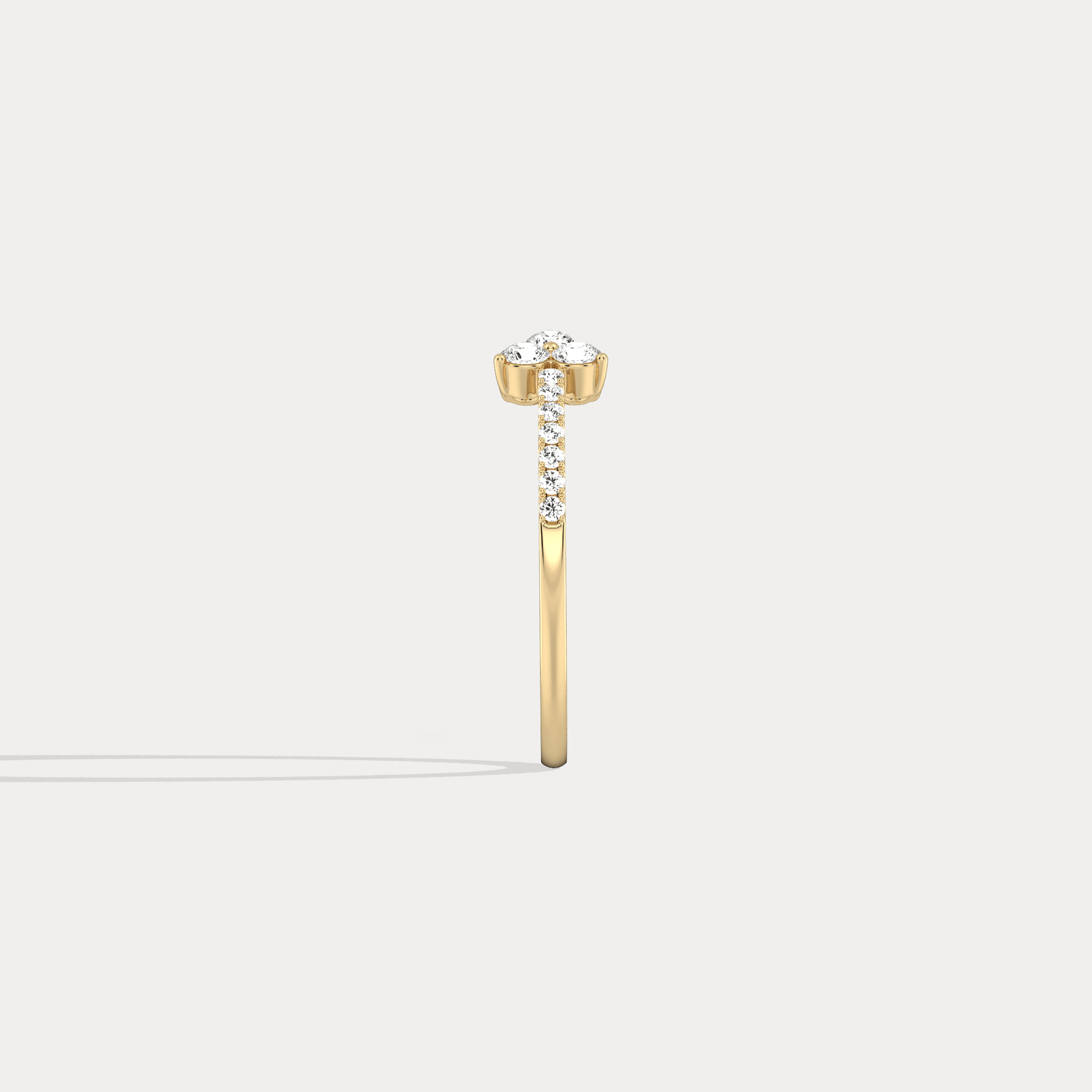 14K Solid Gold Cuff Open Promise Ring With Lab Diamond - Rings