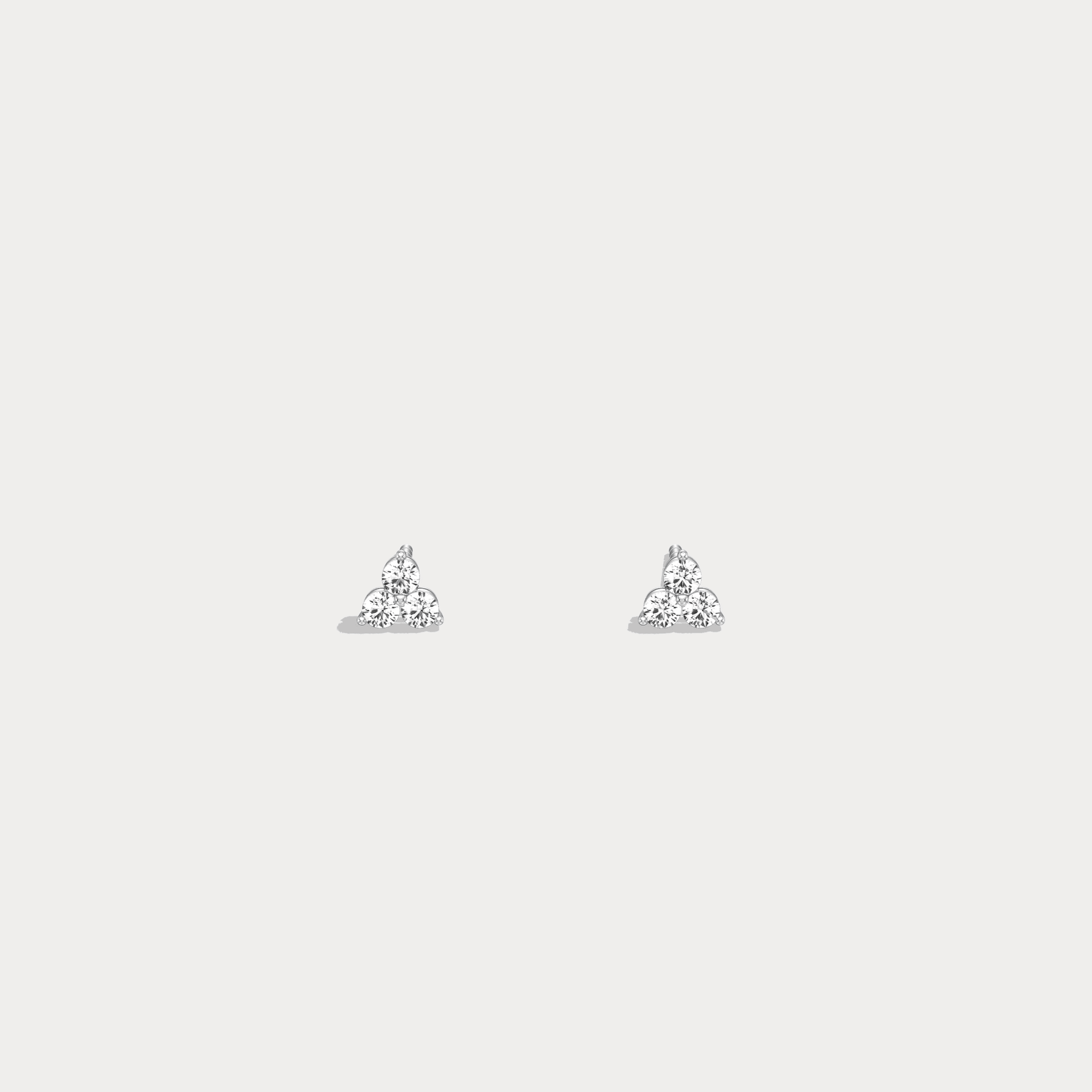 Lab Grown Diamond Three Stone Stud Earrings in 14K Gold/Platinum - Earrings