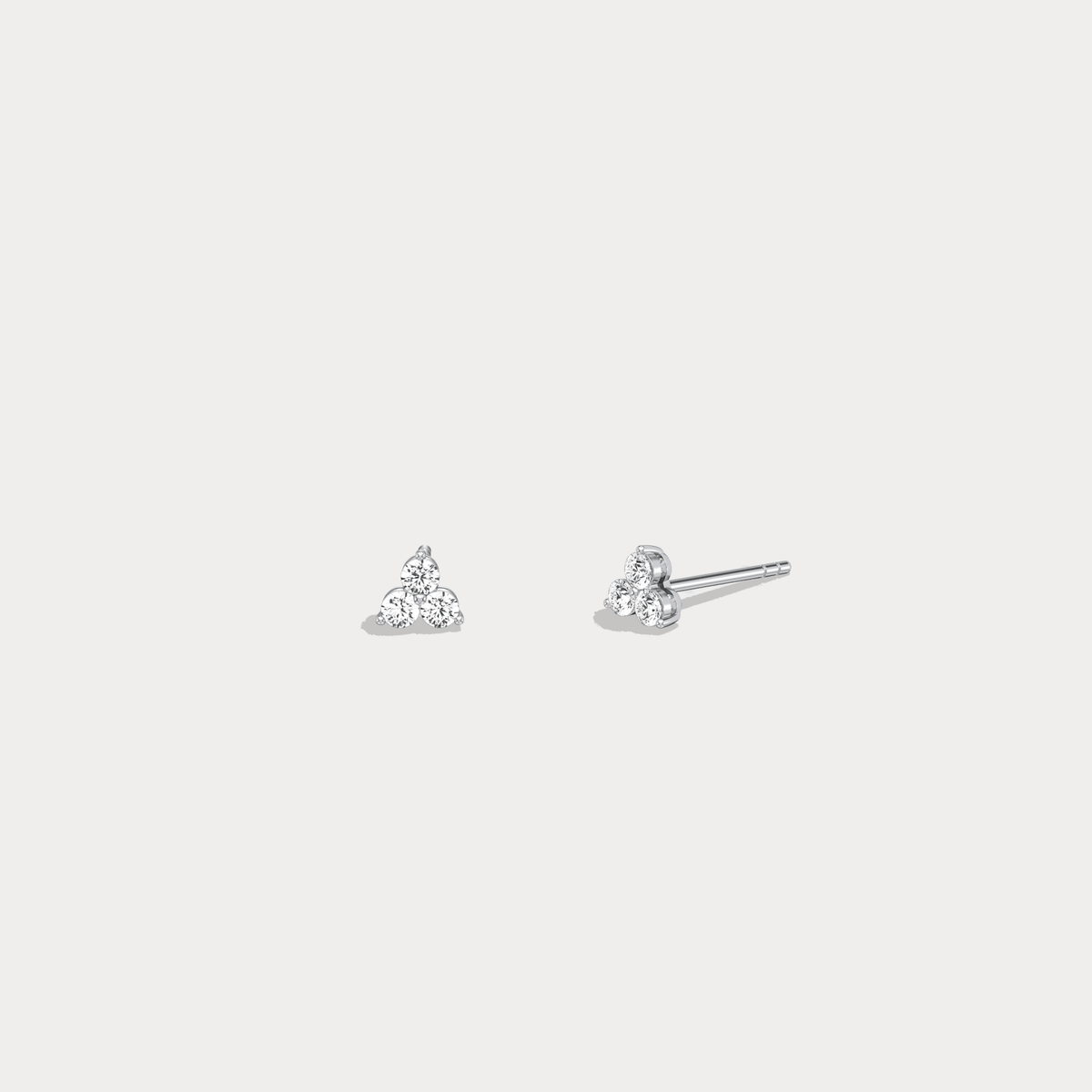 Lab Grown Diamond Three Stone Stud Earrings in 14K Gold/Platinum - Earrings