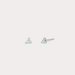 Lab Grown Diamond Three Stone Stud Earrings in 14K Gold/Platinum - Earrings