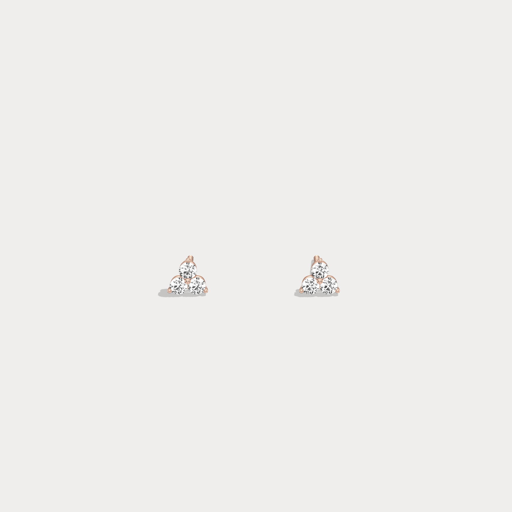 Lab Grown Diamond Three Stone Stud Earrings in 14K Gold/Platinum - Earrings