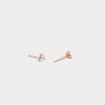 Lab Grown Diamond Three Stone Stud Earrings in 14K Gold/Platinum - Earrings