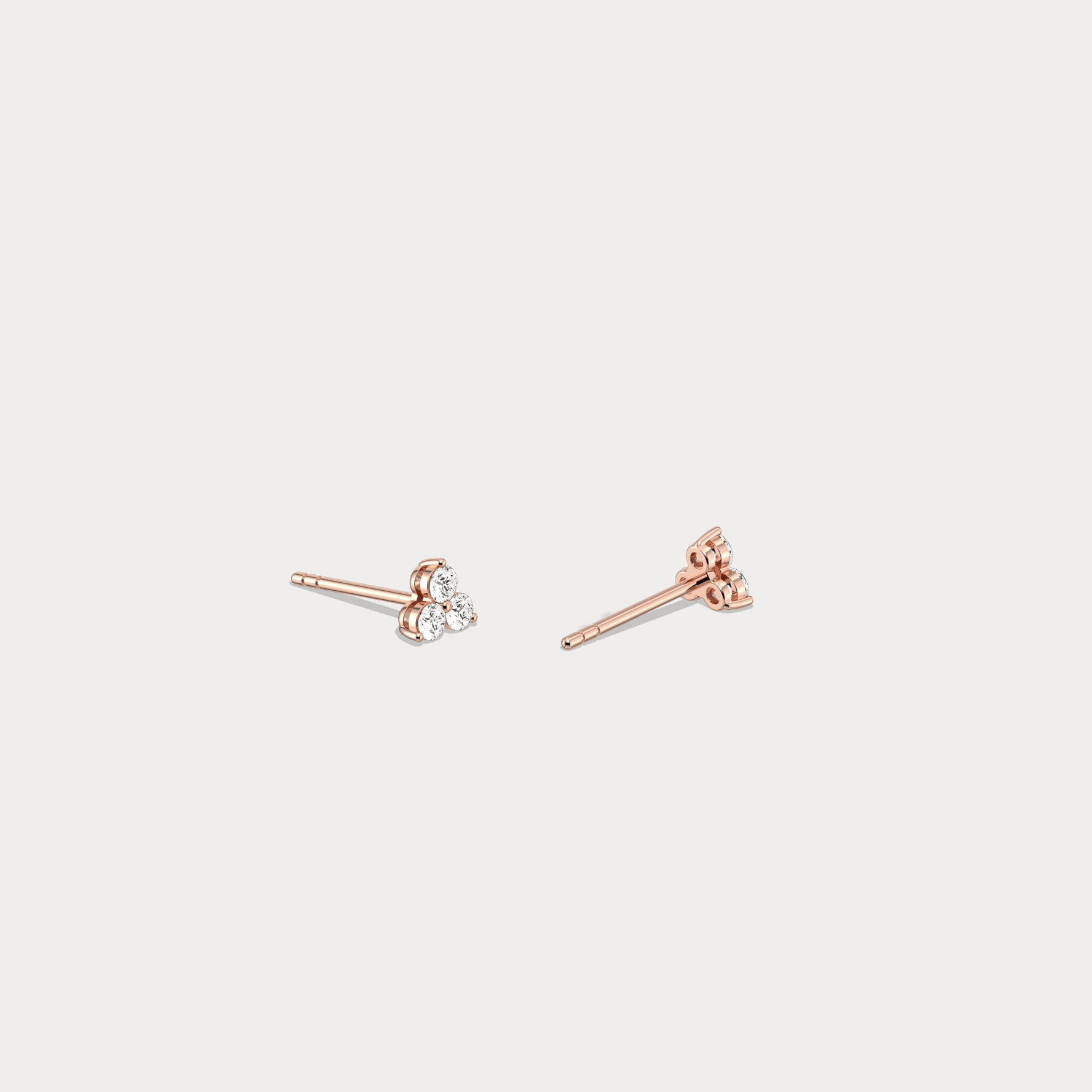 Lab Grown Diamond Three Stone Stud Earrings in 14K Gold/Platinum - Earrings