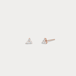 Lab Grown Diamond Three Stone Stud Earrings in 14K Gold/Platinum - Earrings