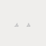 Lab Grown Diamond Three Stone Stud Earrings in 14K Gold/Platinum - Earrings