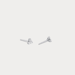 Lab Grown Diamond Three Stone Stud Earrings in 14K Gold/Platinum - Earrings