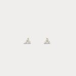 Lab Grown Diamond Three Stone Stud Earrings in 14K Gold/Platinum - Earrings