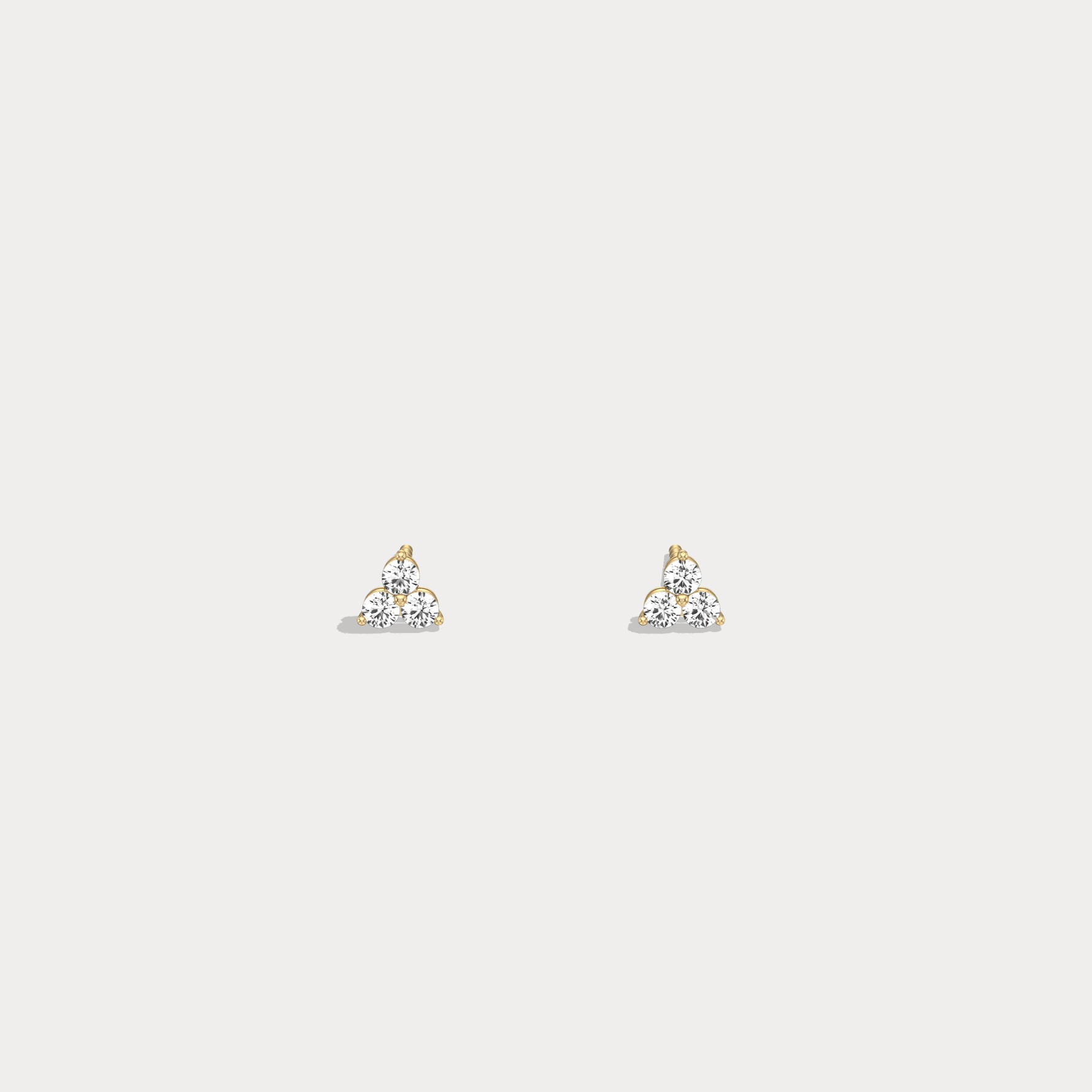 Lab Grown Diamond Three Stone Stud Earrings in 14K Gold/Platinum - Earrings
