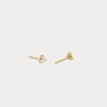 Lab Grown Diamond Three Stone Stud Earrings in 14K Gold/Platinum - Earrings