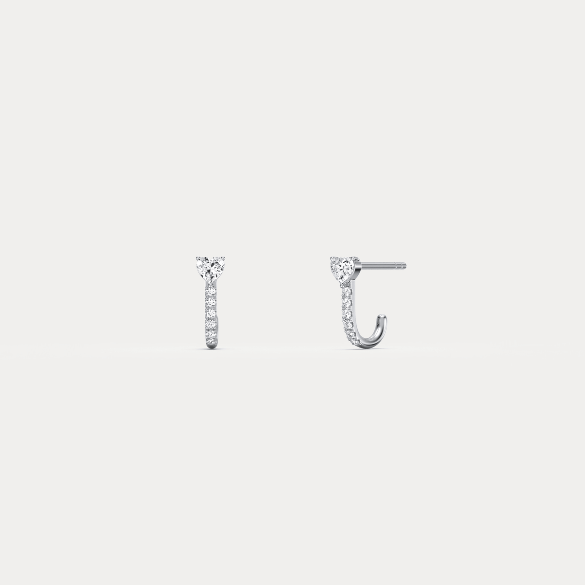 Heart Lab Diamond Half Hoop Earrings in 14K Solid Gold/Platinum - Earrings