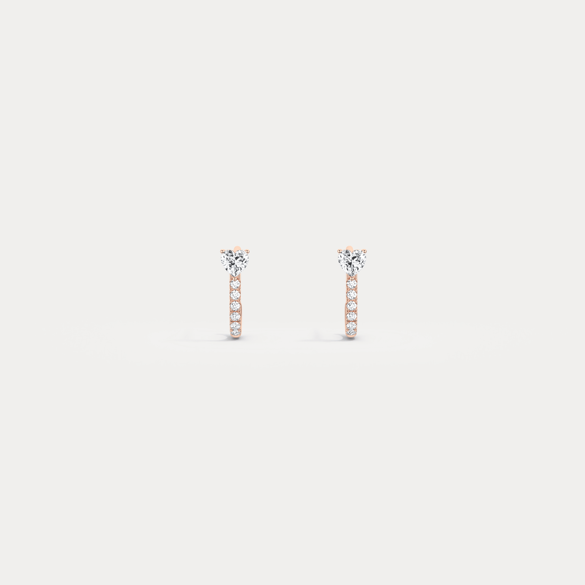 Heart Lab Diamond Half Hoop Earrings in 14K Solid Gold/Platinum - Earrings