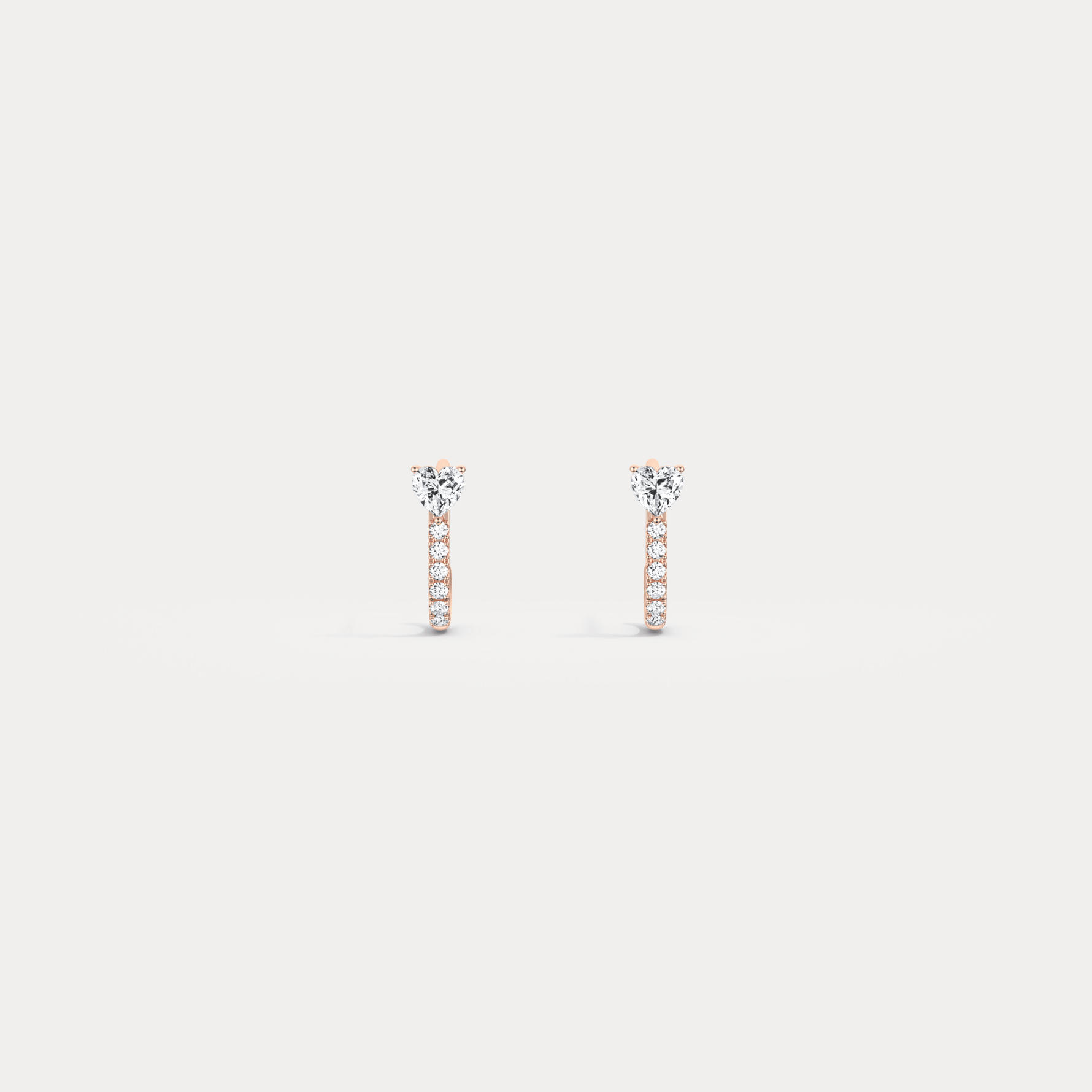 Heart Lab Diamond Half Hoop Earrings in 14K Solid Gold/Platinum - Earrings