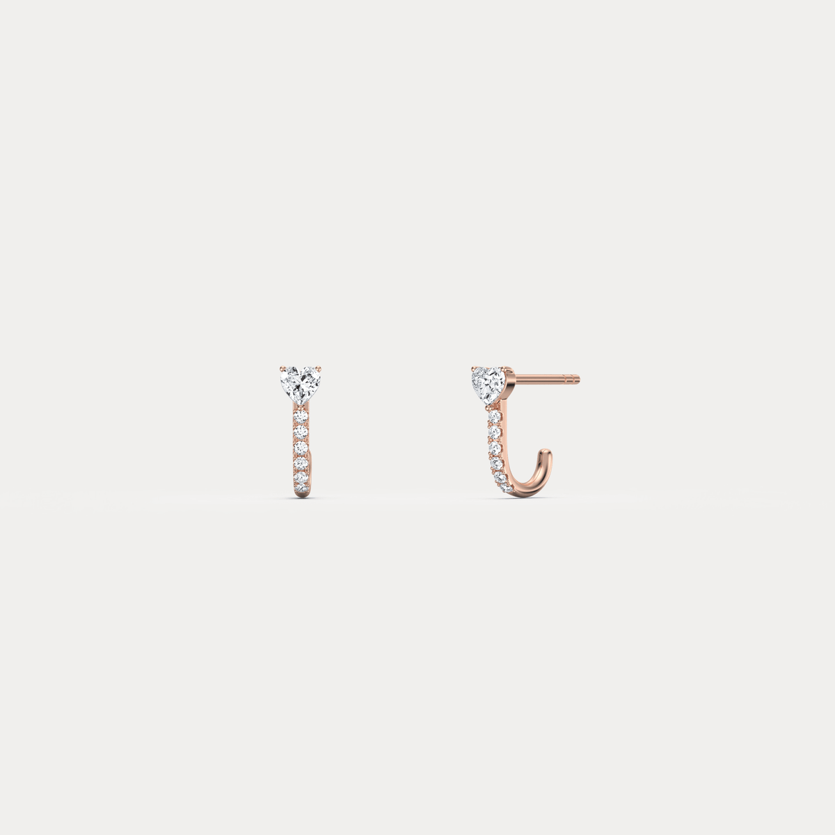 Heart Lab Diamond Half Hoop Earrings in 14K Solid Gold/Platinum - Earrings