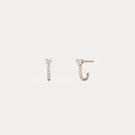 Heart Lab Diamond Half Hoop Earrings in 14K Solid Gold/Platinum - Earrings