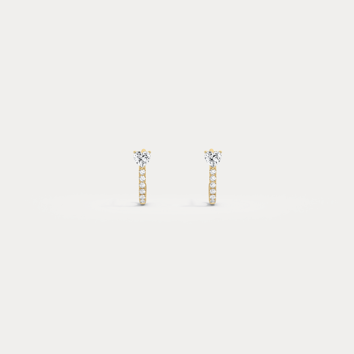Heart Lab Diamond Half Hoop Earrings in 14K Solid Gold/Platinum - Earrings