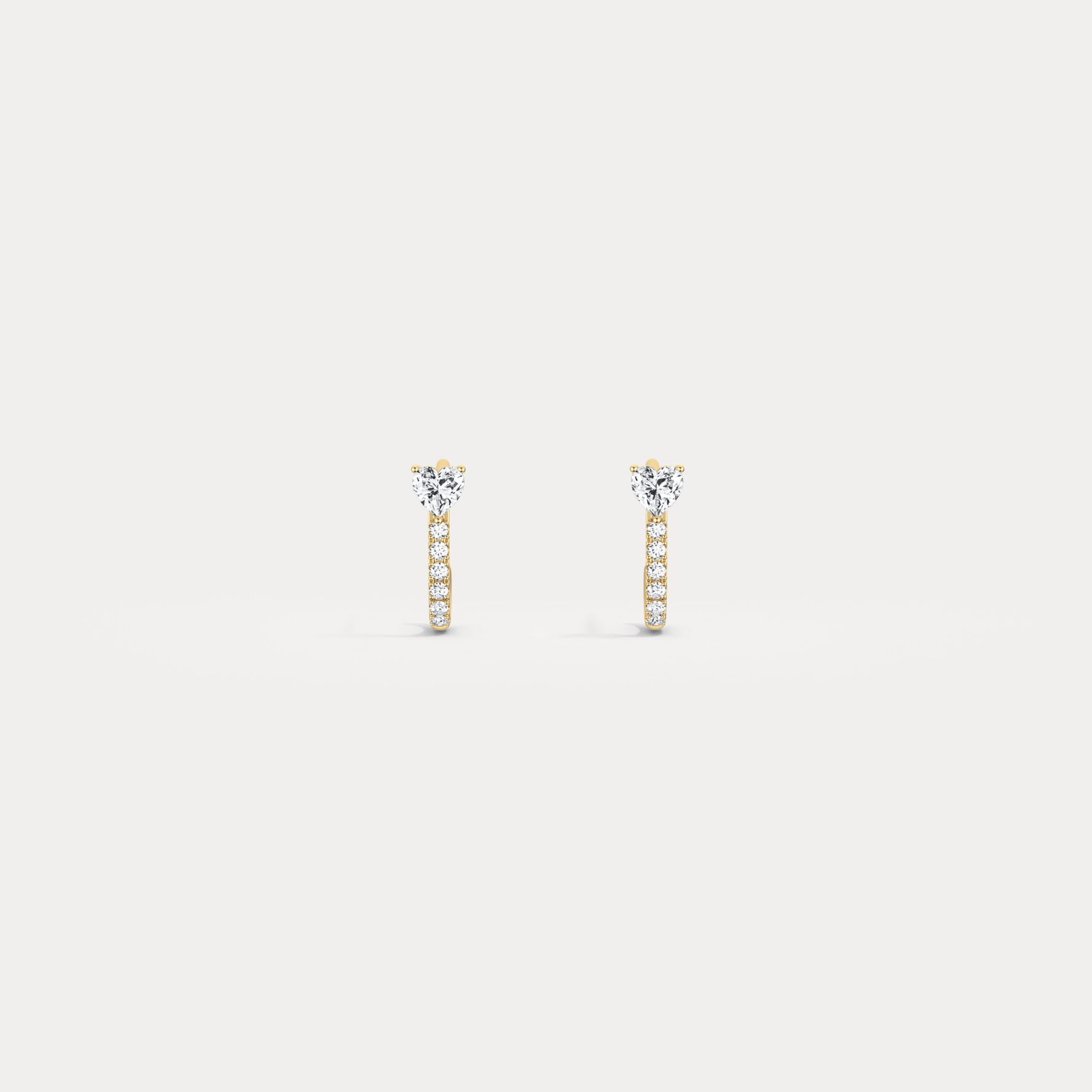 Heart Lab Diamond Half Hoop Earrings in 14K Solid Gold/Platinum - Earrings