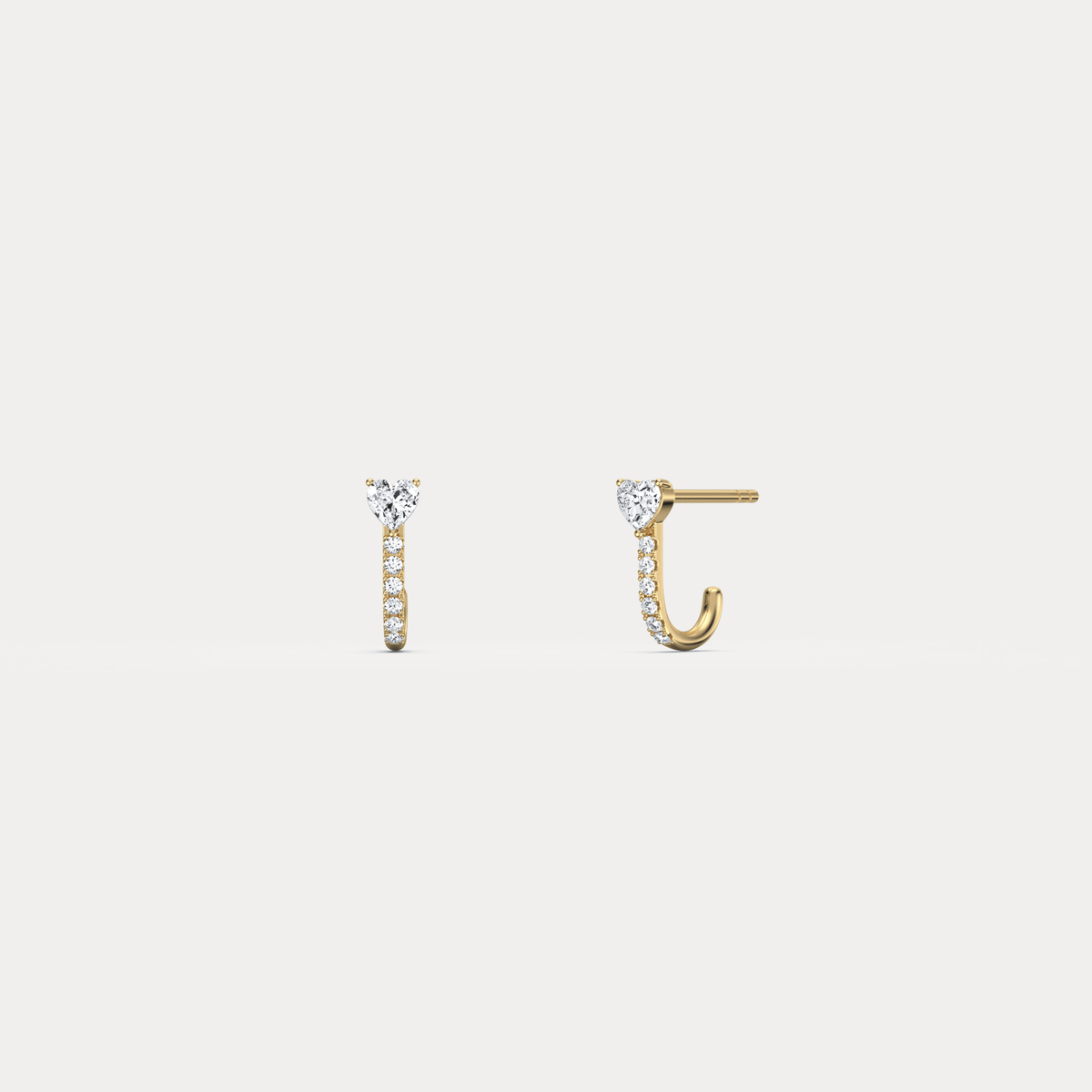 Heart Lab Diamond Half Hoop Earrings in 14K Solid Gold/Platinum - Earrings