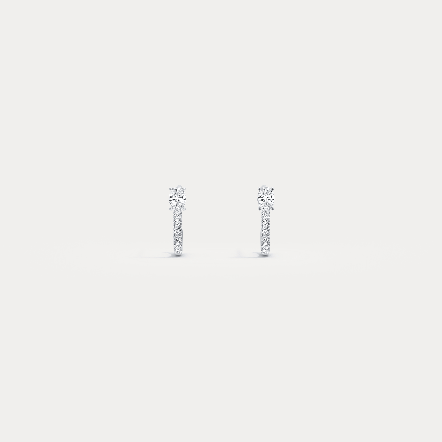 Oval Lab Diamond Half Hoop Earrings in 14K Solid Gold/Platinum - Earrings