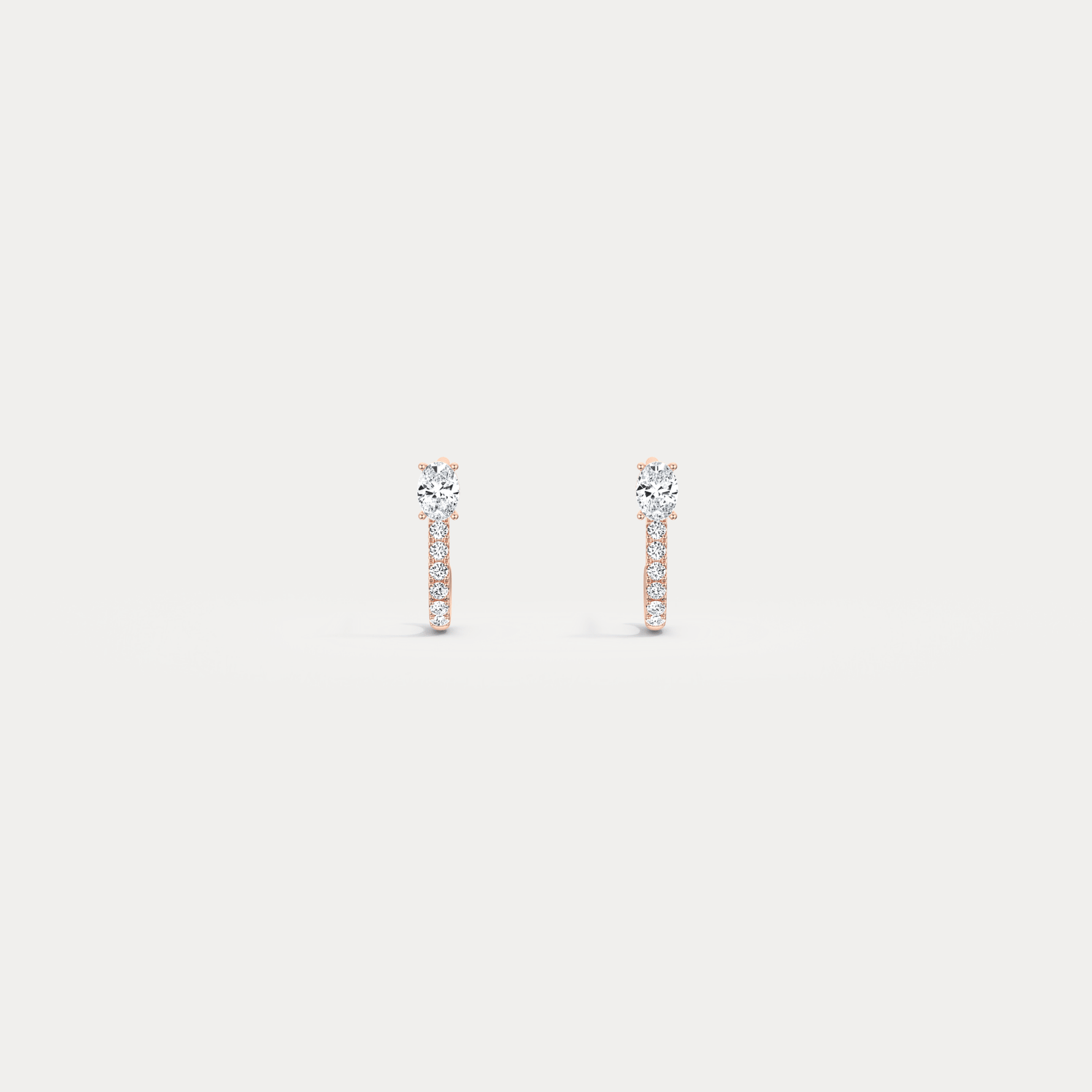 Oval Lab Diamond Half Hoop Earrings in 14K Solid Gold/Platinum - Earrings