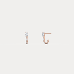 Oval Lab Diamond Half Hoop Earrings in 14K Solid Gold/Platinum - Earrings