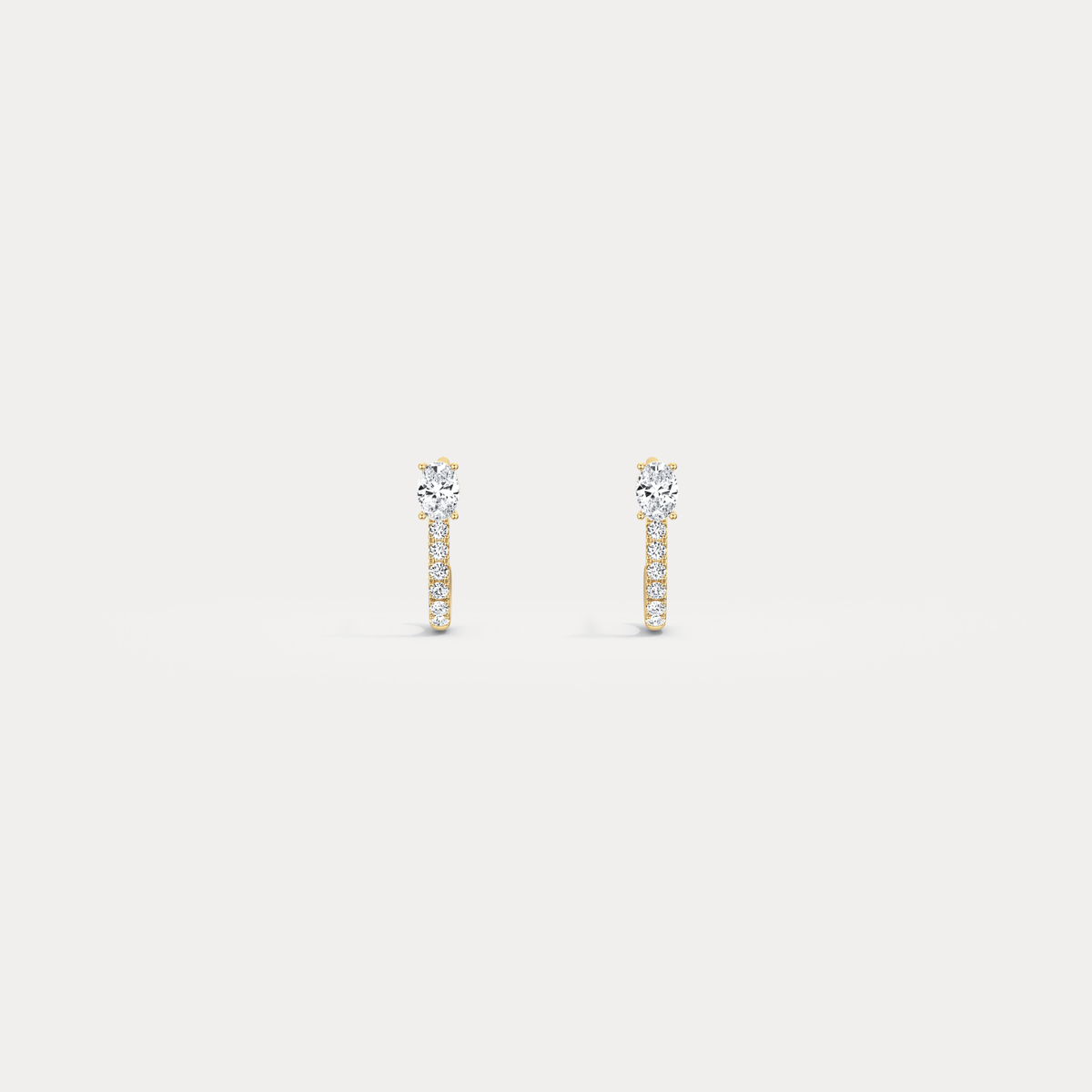 Oval Lab Diamond Half Hoop Earrings in 14K Solid Gold/Platinum - Earrings