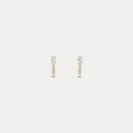 Oval Lab Diamond Half Hoop Earrings in 14K Solid Gold/Platinum - Earrings